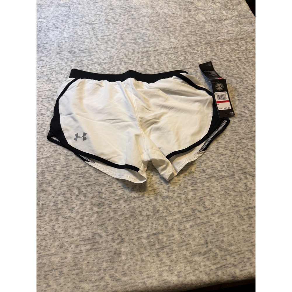 Under Armour HeatGear Loose White Black Trim Athletic Shorts Womens XS NWT